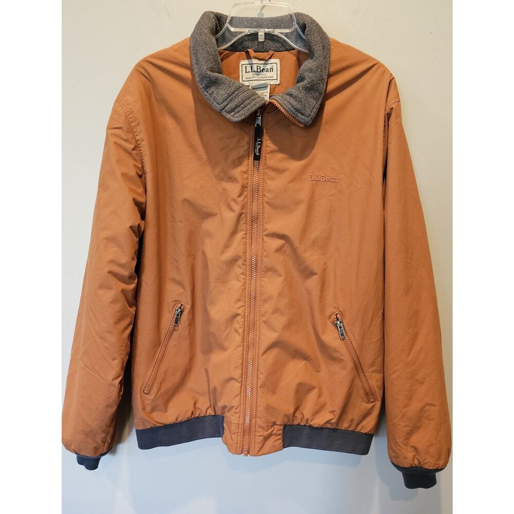 L.L.Bean Men's Rust Orange Fleece Lined Full Zip Jacket Size L